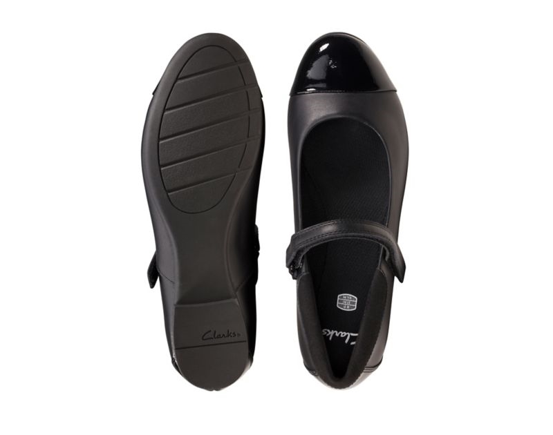 Clarks Scala Gem School Shoes Black Girls - India B9X3220-S7