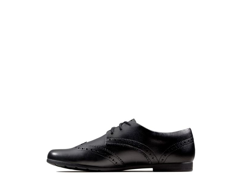 Clarks Scala Lace Brogues School Shoes Black Girls - India C1X5418-M0