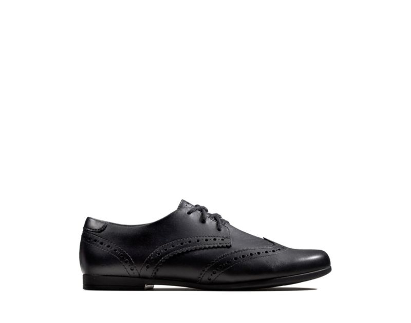 Clarks Scala Lace Brogues School Shoes Black Girls - India C1X5418-M0