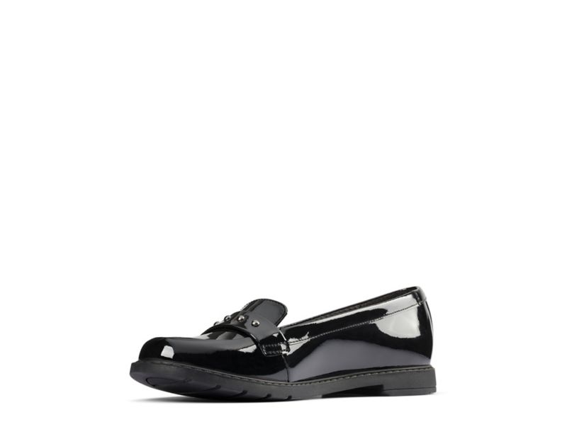 Clarks Scala Walk School Shoes Black Girls - India W9N3456-X4