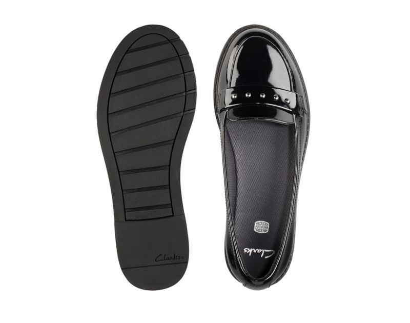 Clarks Scala Walk School Shoes Black Girls - India W9N3456-X4