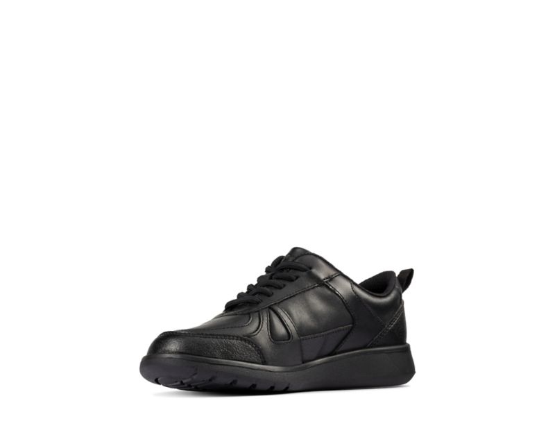 Clarks Scape Track School Shoes Black Girls - India P4M5058-M0