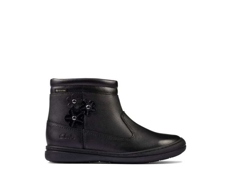 Clarks Scooter Go Gore-tex Ankle Boots School Shoes Black Girls - India J3U2361-J0