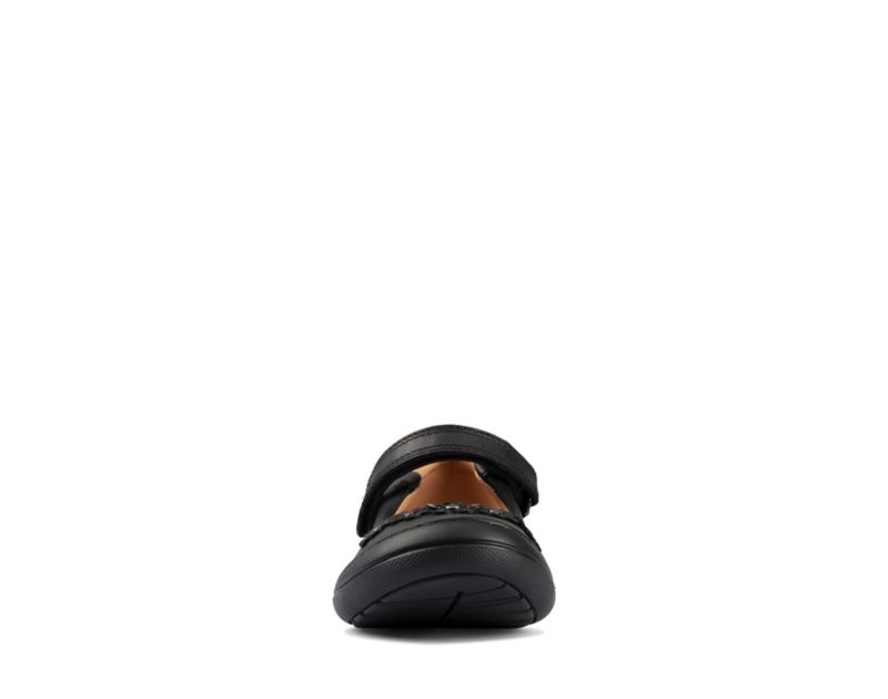 Clarks Scooter Jump School Shoes Black Girls - India O7M2594-T3