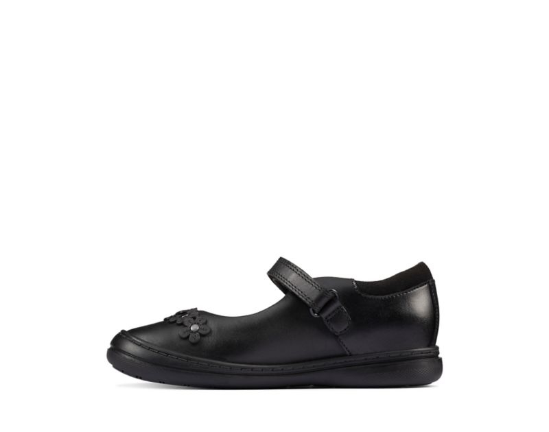 Clarks Scooter Jump School Shoes Black Girls - India O7M2594-T3