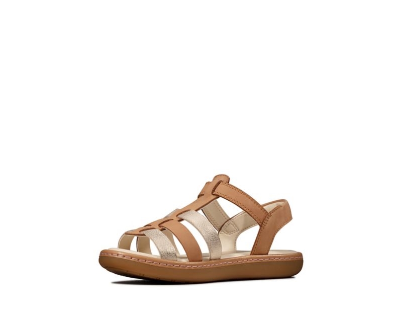 Clarks Skylark Sand Sandals Brown Girls - India Y9B2317-H5
