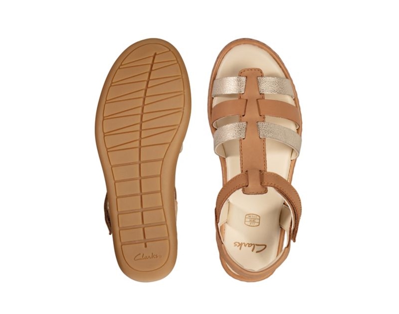 Clarks Skylark Sand Sandals Brown Girls - India Y9B2317-H5