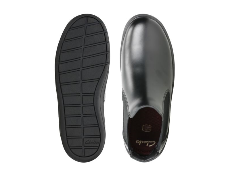 Clarks Street Edge Chelsea Boots Black Girls - India C1P6690-O9