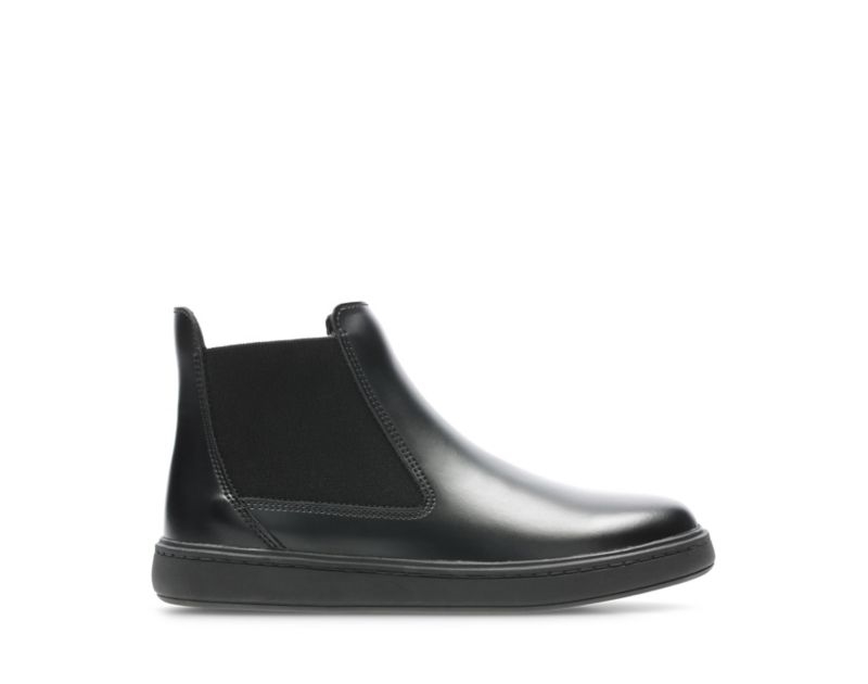 Clarks Street Edge Chelsea Boots Black Girls - India C1P6690-O9