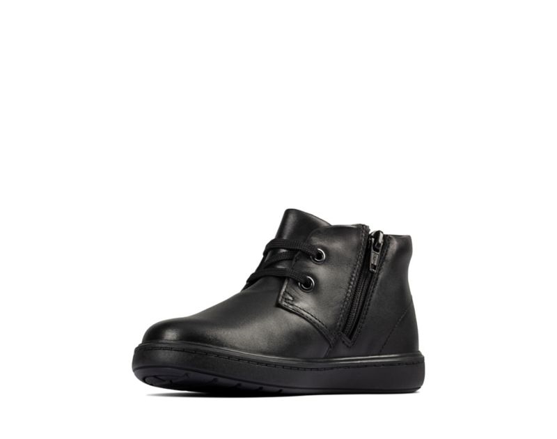 Clarks Street Step Ankle Boots Black Girls - India U5Y9671-C9