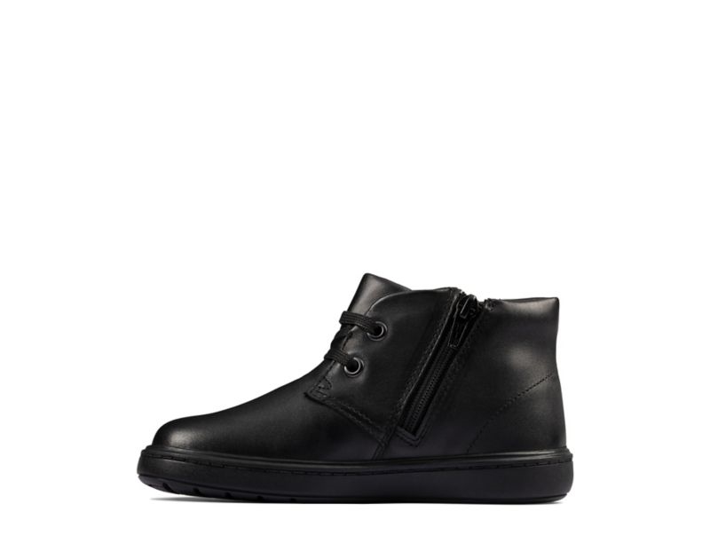 Clarks Street Step Ankle Boots Black Girls - India U5Y9671-C9