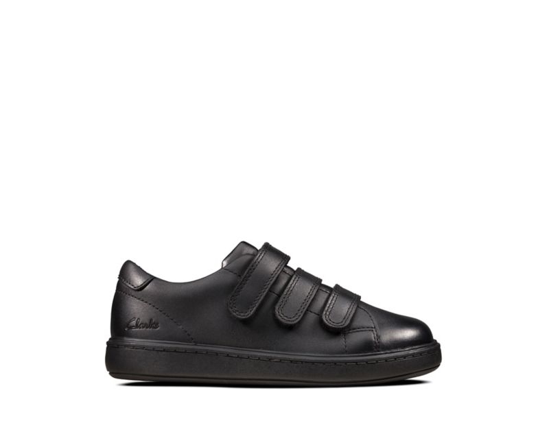 Clarks Street Swift School Shoes Black Girls - India B4K6596-U4