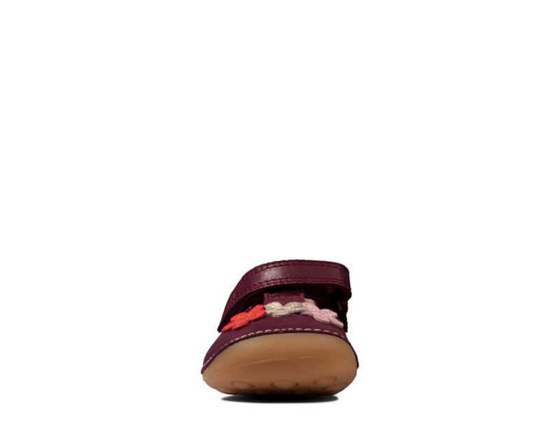 Clarks Tiny Sun Walking Shoes Toddler Shoes Burgundy Girls - India U1F1812-P2