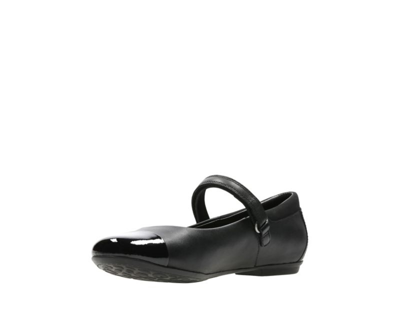 Clarks Tizz Talk School Shoes Black Girls - India X1A1159-A3