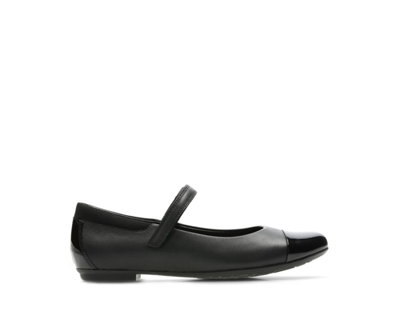 Clarks Tizz Talk School Shoes Black Girls - India X1A1159-A3