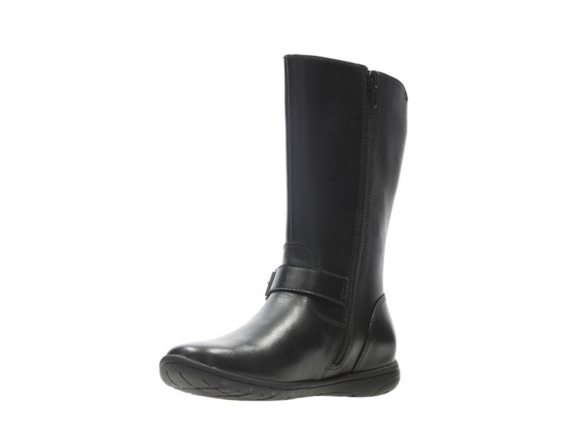 Clarks Venture Moon Knee High Boots School Shoes Black Girls - India E7F5074-D5