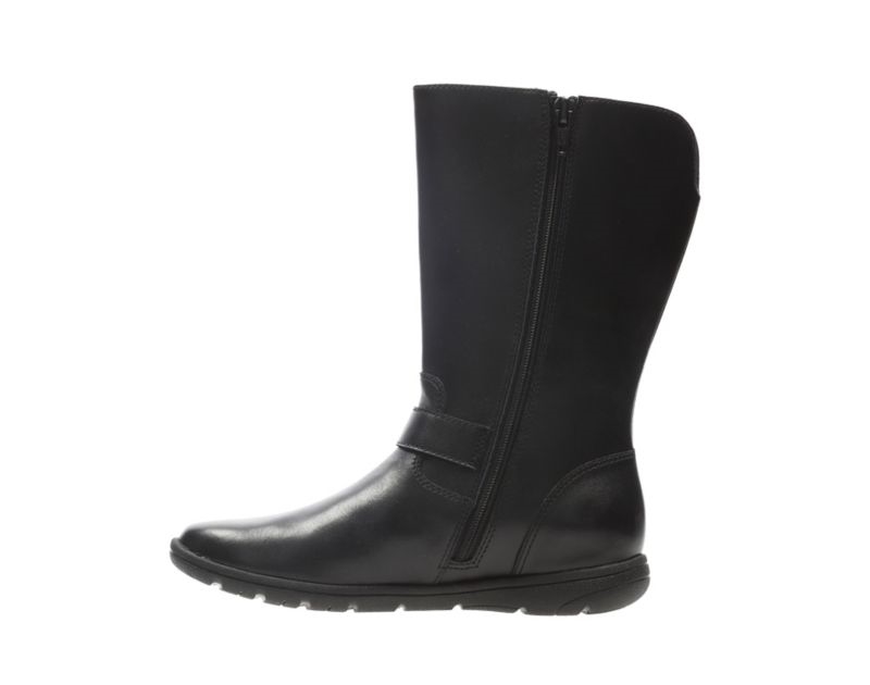 Clarks Venture Moon Knee High Boots School Shoes Black Girls - India E7F5074-D5