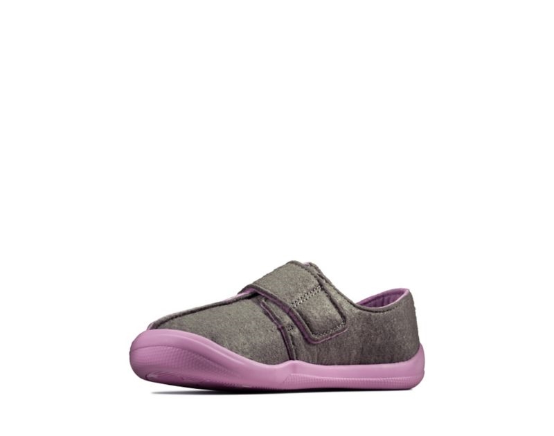 Clarks Yin Spark Slippers Grey Girls - India C5T2005-I8
