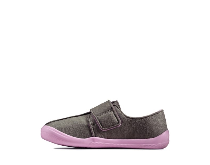 Clarks Yin Spark Slippers Grey Girls - India C5T2005-I8