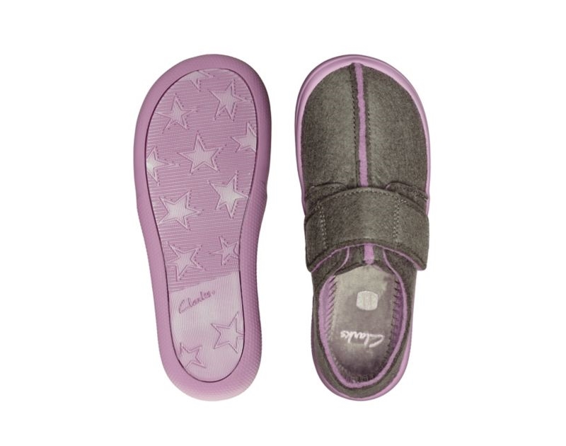 Clarks Yin Spark Slippers Grey Girls - India C5T2005-I8