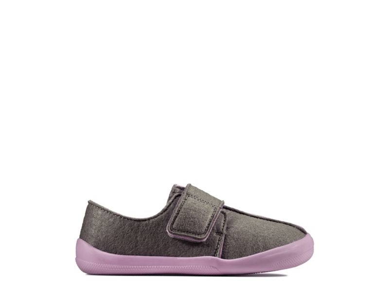 Clarks Yin Spark Slippers Grey Girls - India C5T2005-I8