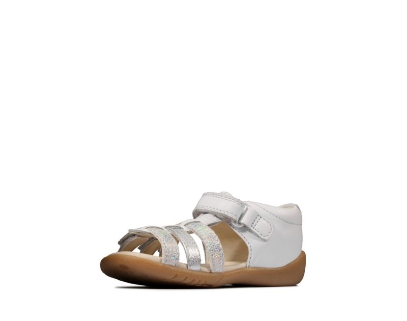 Clarks Zora Spark Sandals White Girls - India W3N4037-V6