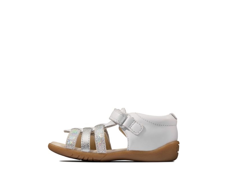 Clarks Zora Spark Sandals White Girls - India W3N4037-V6