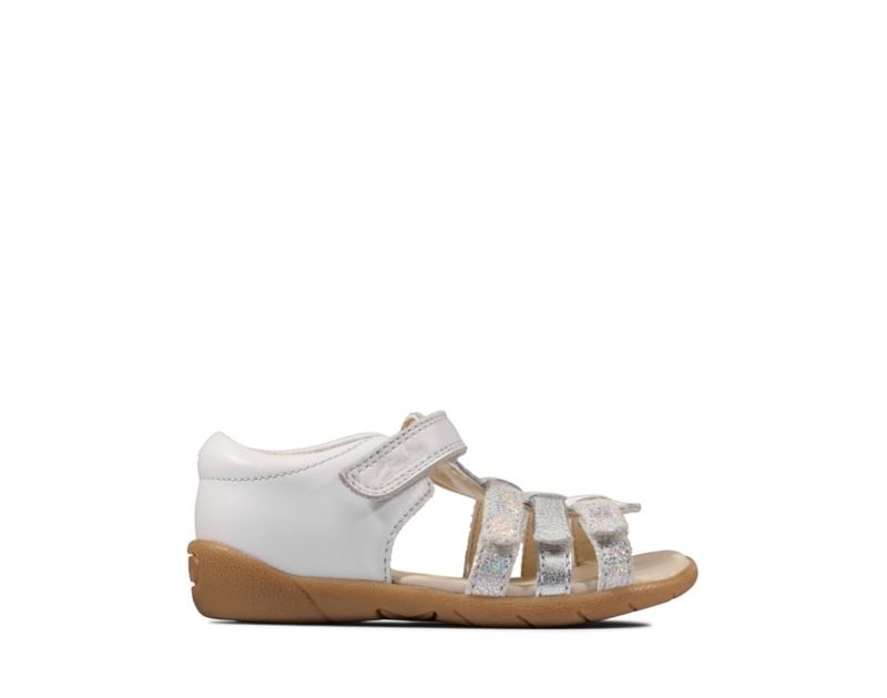 Clarks Zora Spark Sandals White Girls - India W3N4037-V6