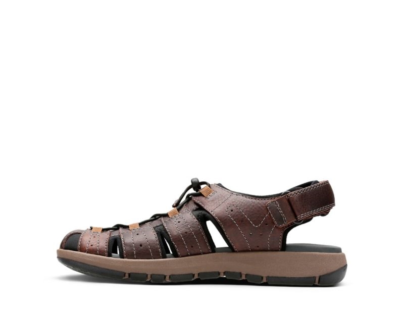 Clarks Brixby Cove Sandals Dark Brown Men - India Z6E0366-Q9