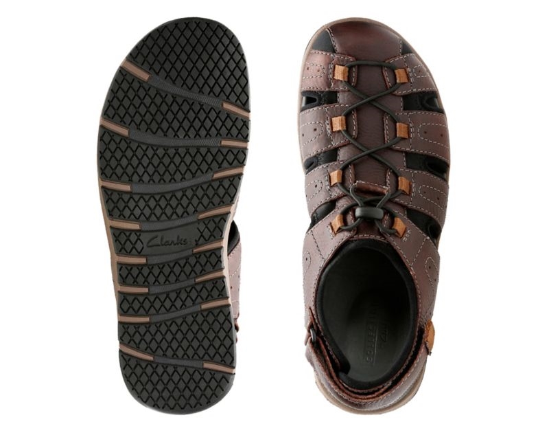 Clarks Brixby Cove Sandals Dark Brown Men - India Z6E0366-Q9