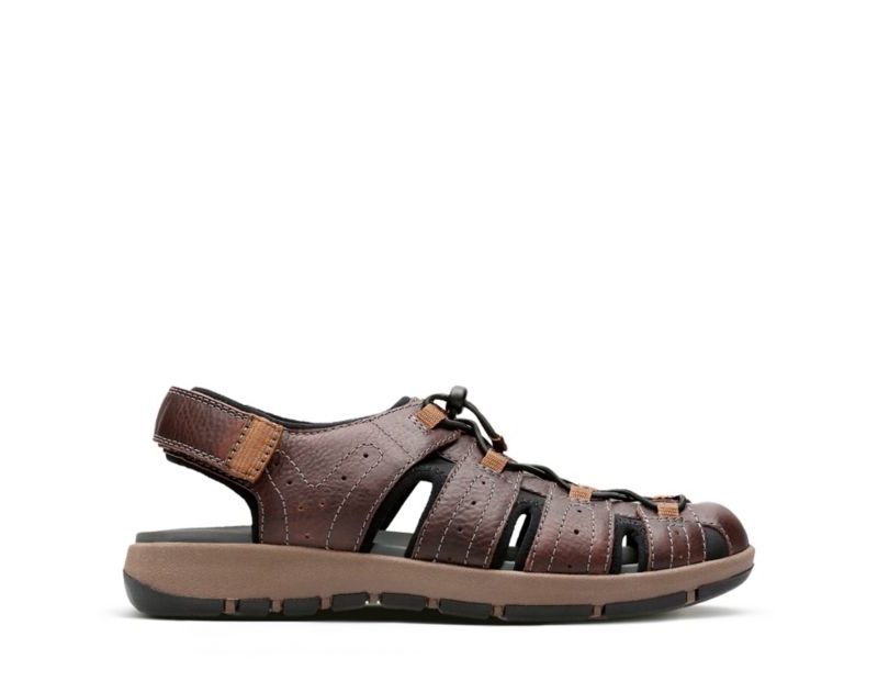Clarks Brixby Cove Sandals Dark Brown Men - India Z6E0366-Q9