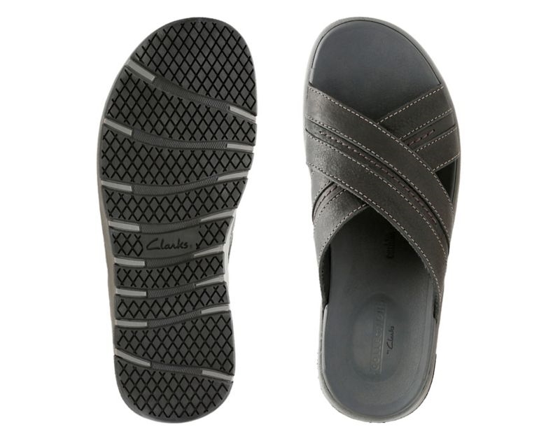 Clarks Brixby Cross Sandals Black Men - India C7I9824-M0
