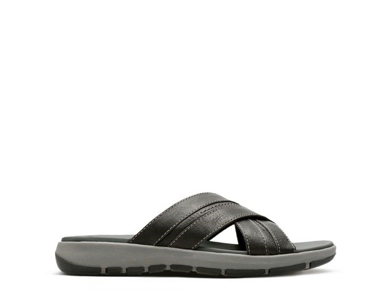Clarks Brixby Cross Sandals Black Men - India C7I9824-M0