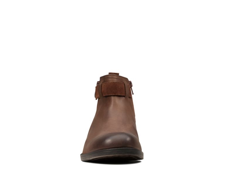 Clarks Brocton Zip Ankle Boots Brown Men - India T7K3049-H5