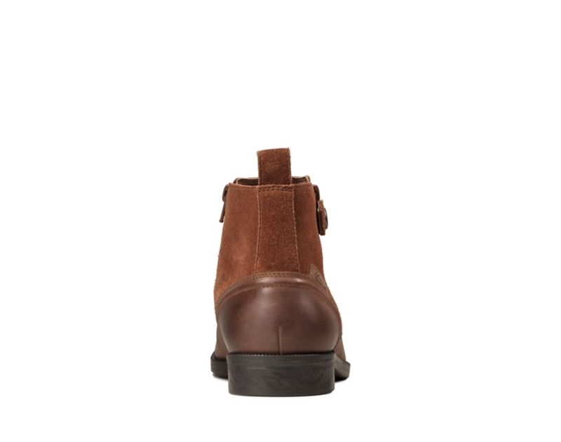Clarks Brocton Zip Ankle Boots Brown Men - India T7K3049-H5