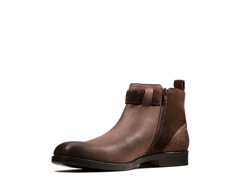 Clarks Brocton Zip Boots Ankle Boots Brown Men - India W2Q0273-P3