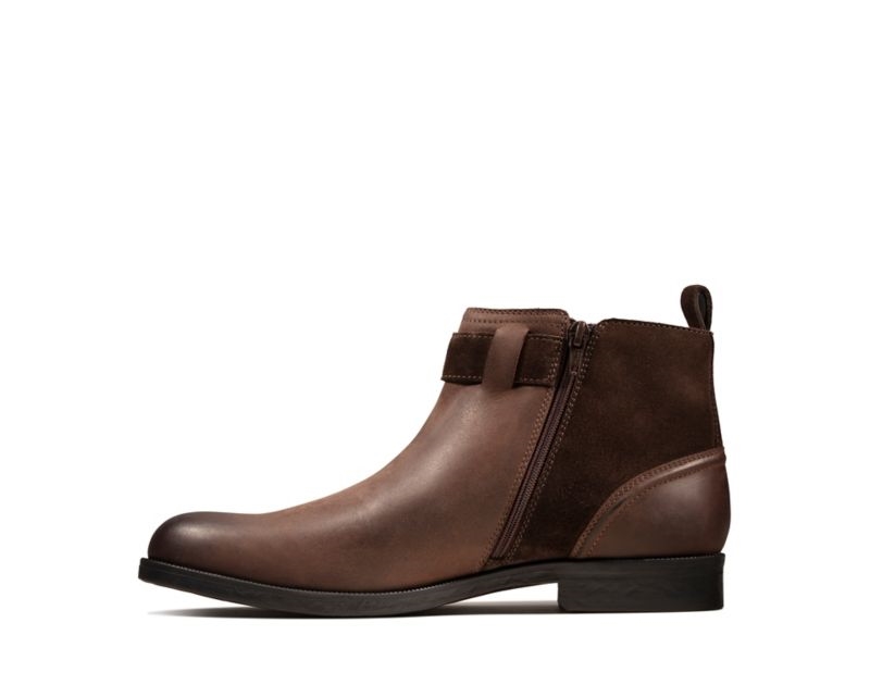 Clarks Brocton Zip Boots Ankle Boots Brown Men - India W2Q0273-P3