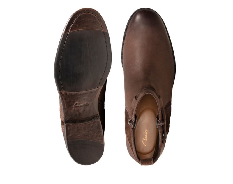 Clarks Brocton Zip Boots Ankle Boots Brown Men - India W2Q0273-P3