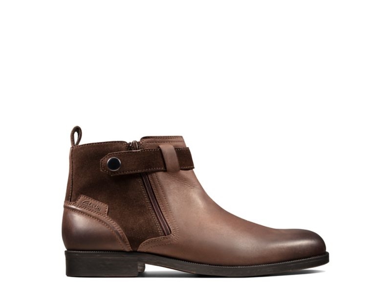 Clarks Brocton Zip Boots Ankle Boots Brown Men - India W2Q0273-P3