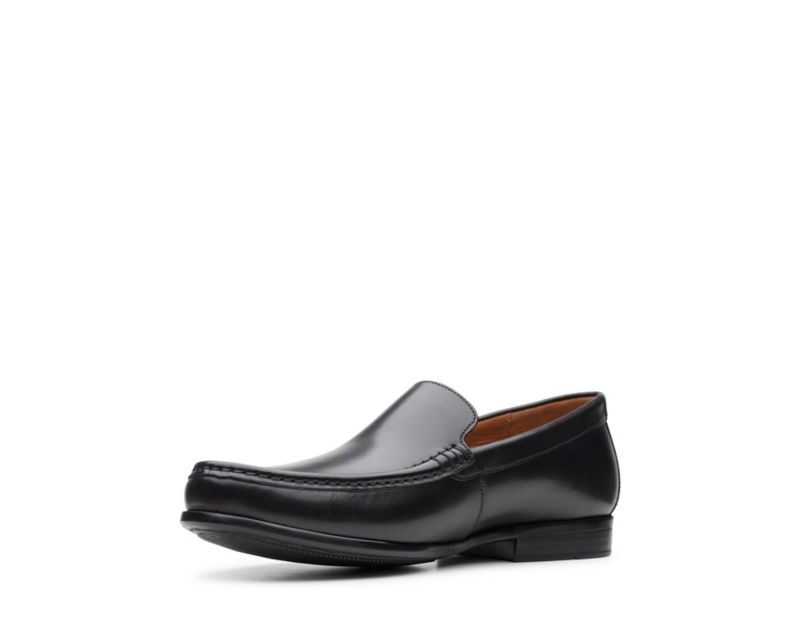 Clarks Claude Plain Loafers Wide Fit Shoes Black Men - India R8A6894-U0
