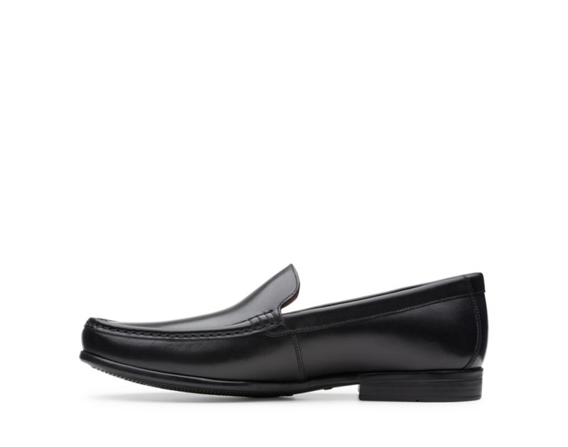Clarks Claude Plain Loafers Wide Fit Shoes Black Men - India R8A6894-U0
