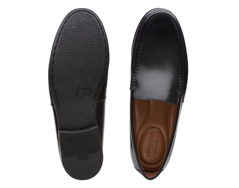 Clarks Claude Plain Loafers Wide Fit Shoes Black Men - India R8A6894-U0