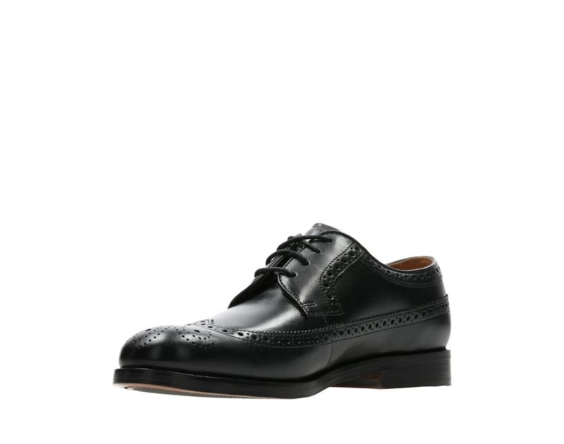 Clarks Coling Limit Brogues Wide Fit Shoes Black Men - India B6J7354-M5
