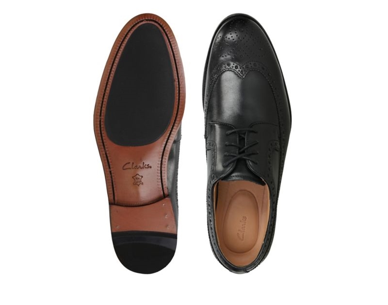 Clarks Coling Limit Brogues Wide Fit Shoes Black Men - India B6J7354-M5