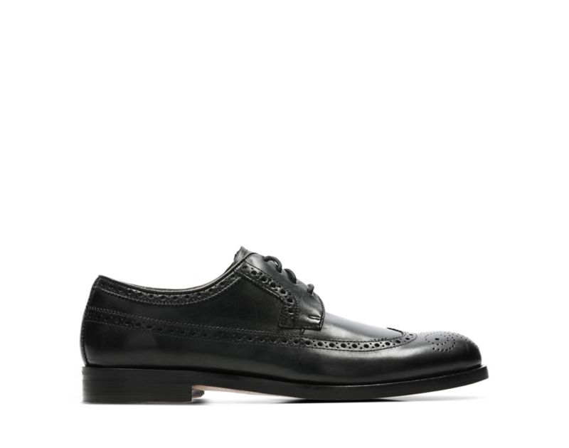 Clarks Coling Limit Brogues Wide Fit Shoes Black Men - India B6J7354-M5