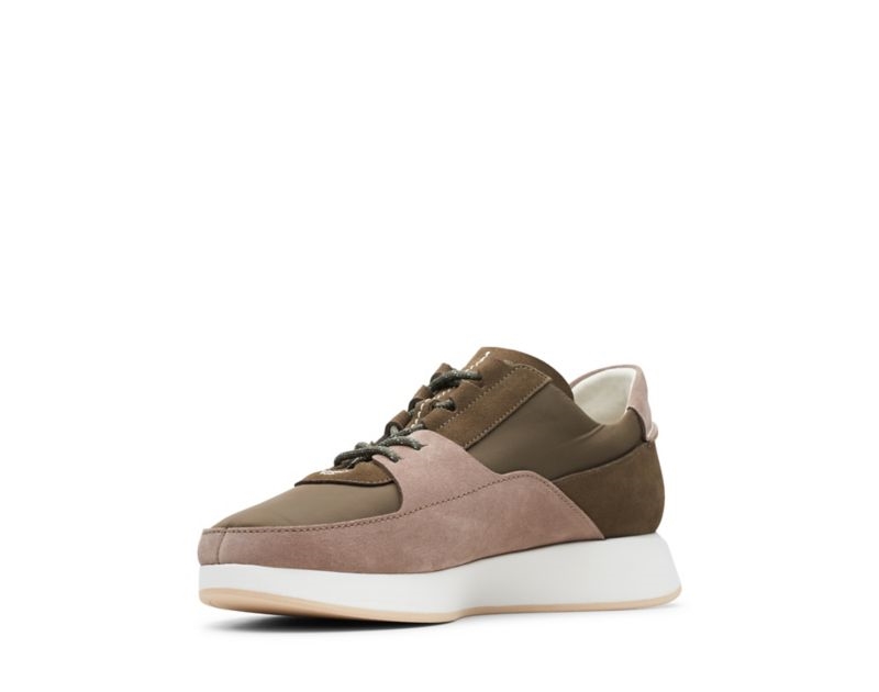 Clarks Kiowa Pace Trainers Olive Men - India C1J3973-T2