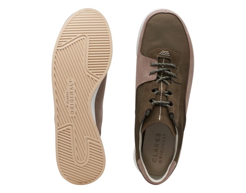 Clarks Kiowa Pace Trainers Olive Men - India C1J3973-T2