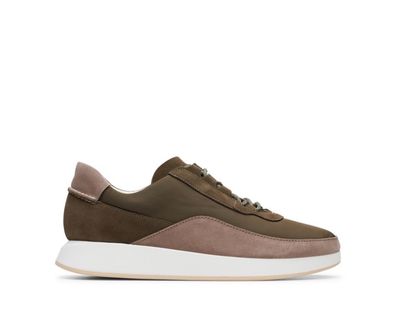 Clarks Kiowa Pace Trainers Olive Men - India C1J3973-T2