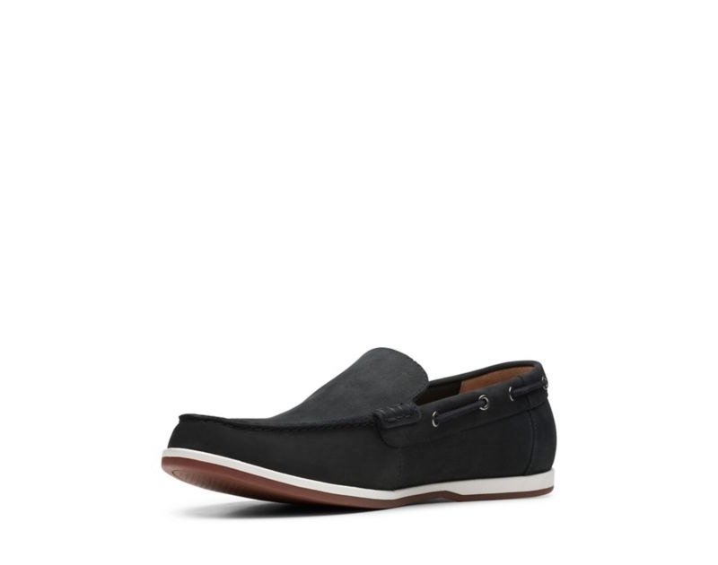 Clarks Morven Sun Loafers Boat Shoes Black Men - India Q0D3553-X6