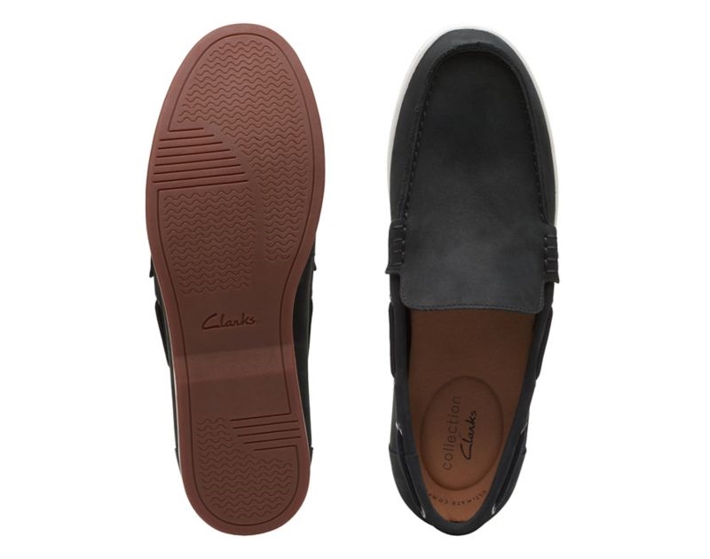 Clarks Morven Sun Loafers Boat Shoes Black Men - India Q0D3553-X6